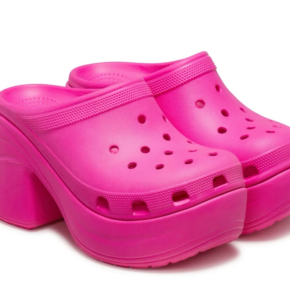 Crocs Heeled Clog NWOT Women Sz 11 Hyper Pink Siren Platform Clogs Approx 4"Heel
